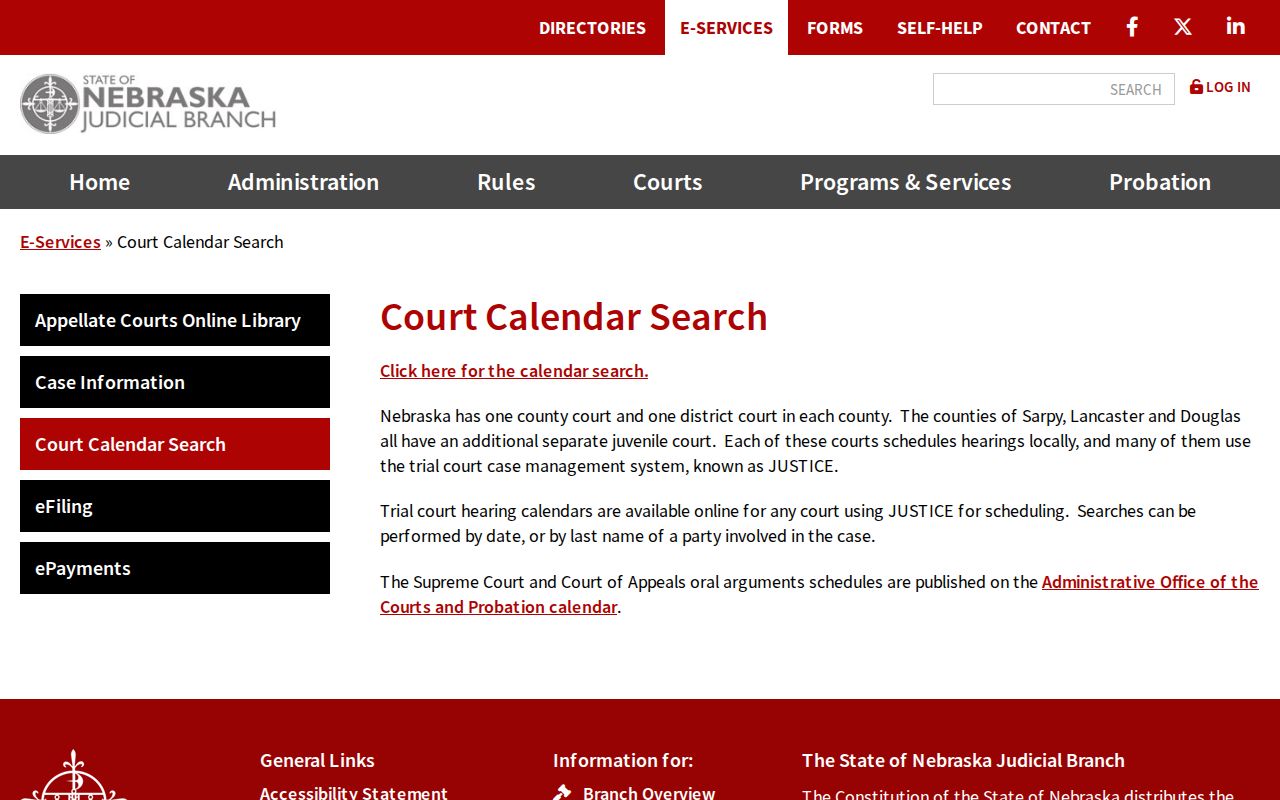 Hitchcock court calendar statewide calendar access information