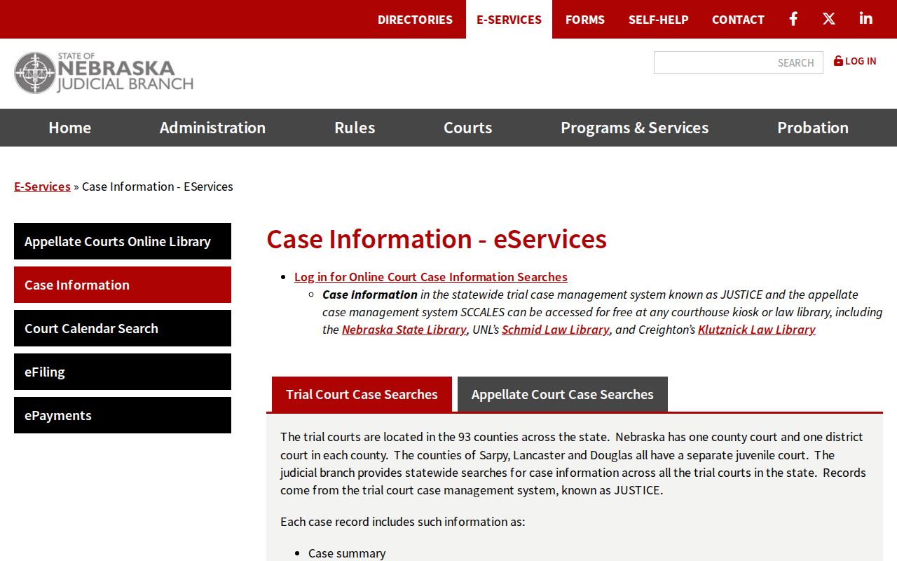 Hitchcock County court docket Nebraska eServices page