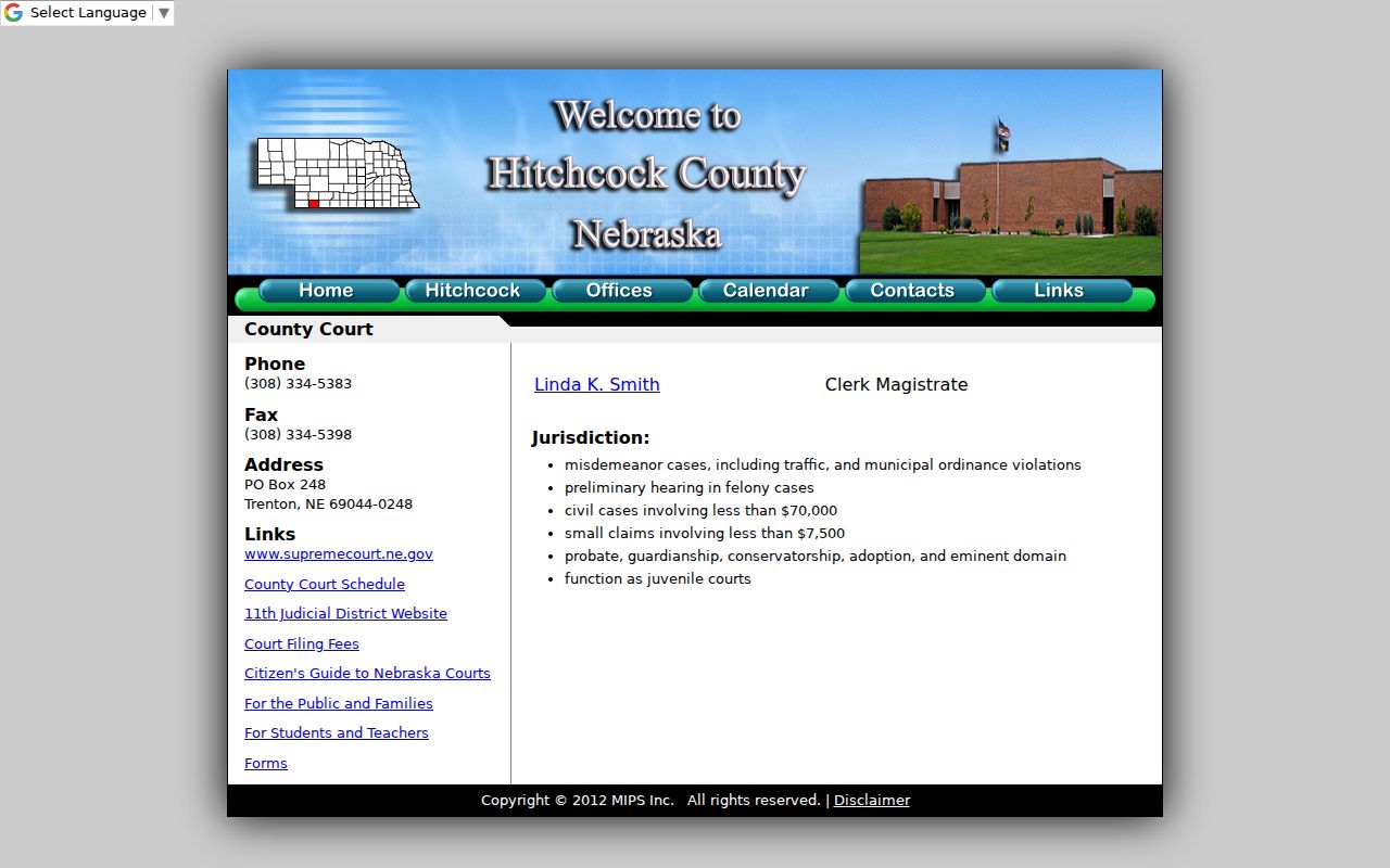 Hitchcock County court docket County Court page