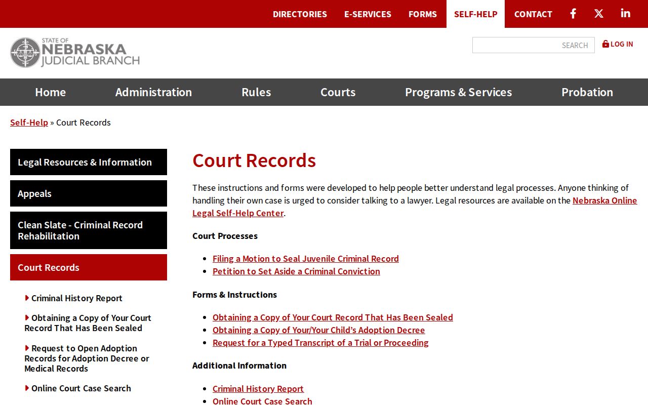Hitchcock County court records self-help resources