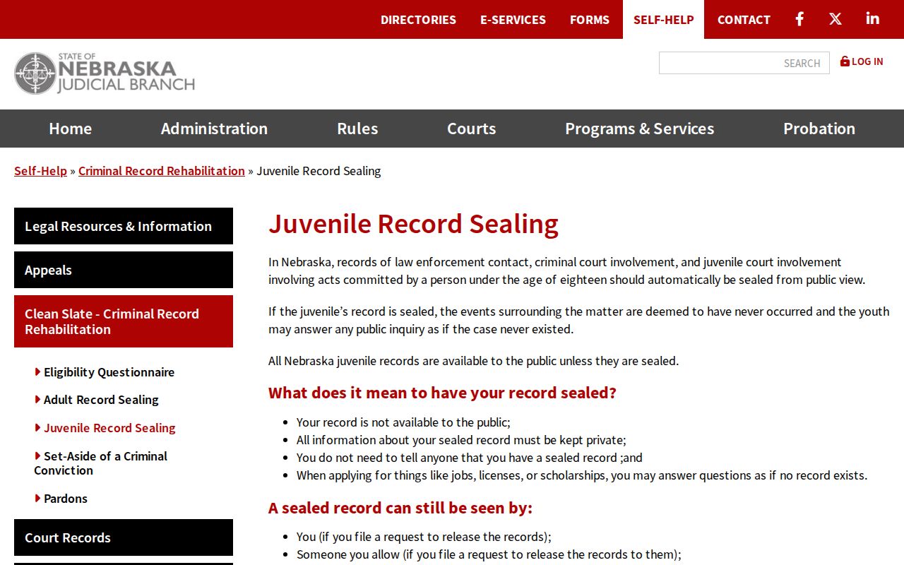 Hitchcock criminal docket juvenile sealing access information