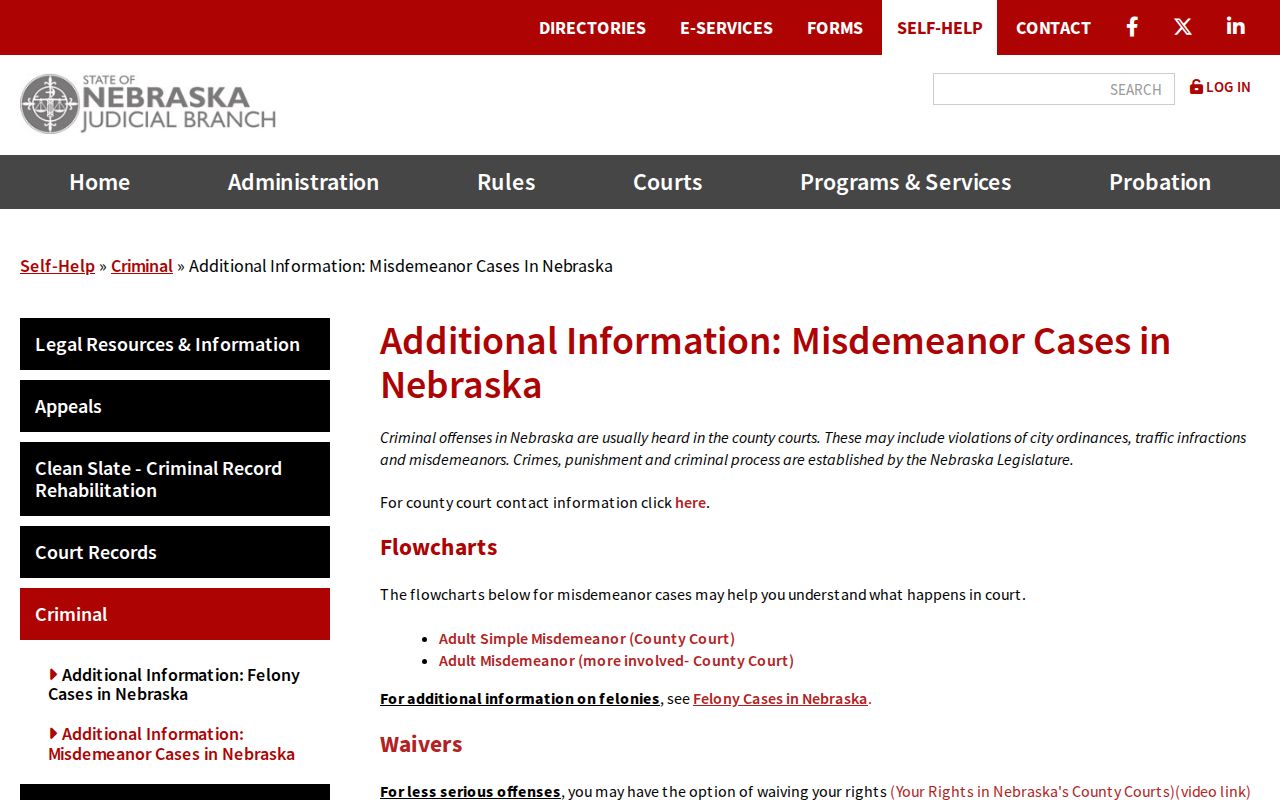 Hitchcock criminal docket misdemeanor process information
