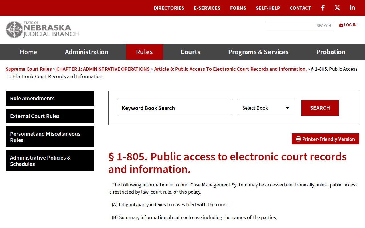 Hitchcock criminal docket public access rule information