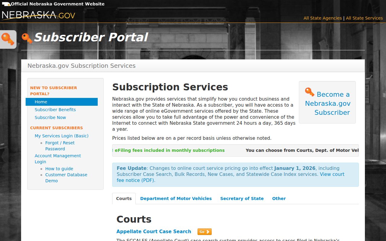 Hitchcock County court docket subscriber search service
